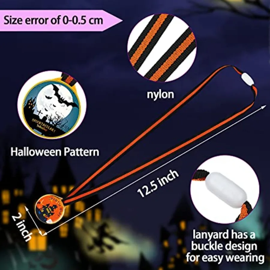 Sumind 18 Pcs Halloween Medal Trophy Halloween Party Costume Contest Awards Medals with Lanyard Witch Ghost Skeleton Pumpkin Me
