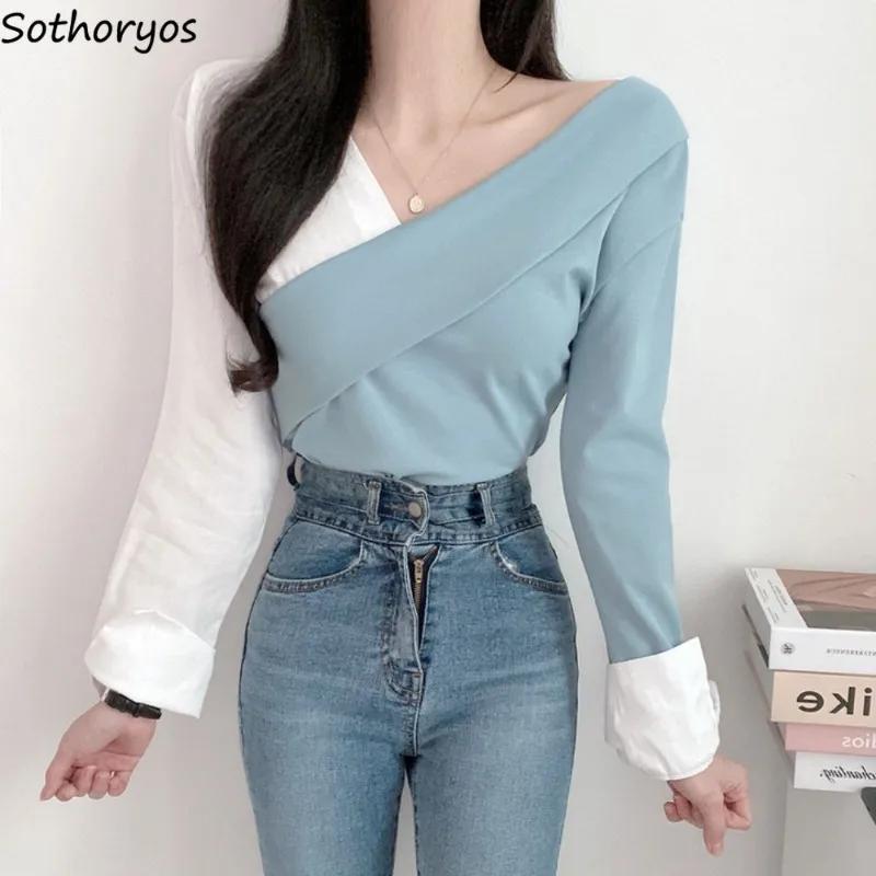 Women Blouse Panelled Vintage Temper Irregular Tops Casual Office Lady Ulzzang Fashion Spring Blusas De Mujer Daily Classic Chic