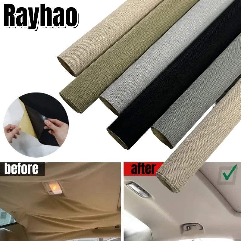

Plaid Cloth Interior Upholstery Self Adhesive Headliner Fabric Renovation Repair Ceiling AB Column Car Roof Lining Replacement