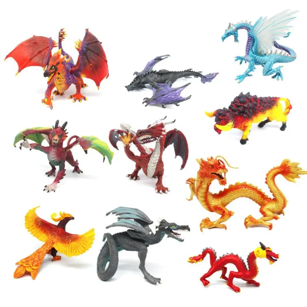 Ice Flying Dragon Myth Dragon Figures Western Beast Fire Bullfighting Simulation Warcraft PVC Toys Ornament Dragon Animal Model