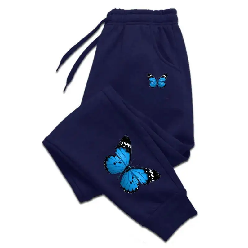 Ladies Home Outdoor Exercise Versatile Trousers Women's Butterfly Print Sweatpants Fall Winter Daily Casual Sport Jogging Pants