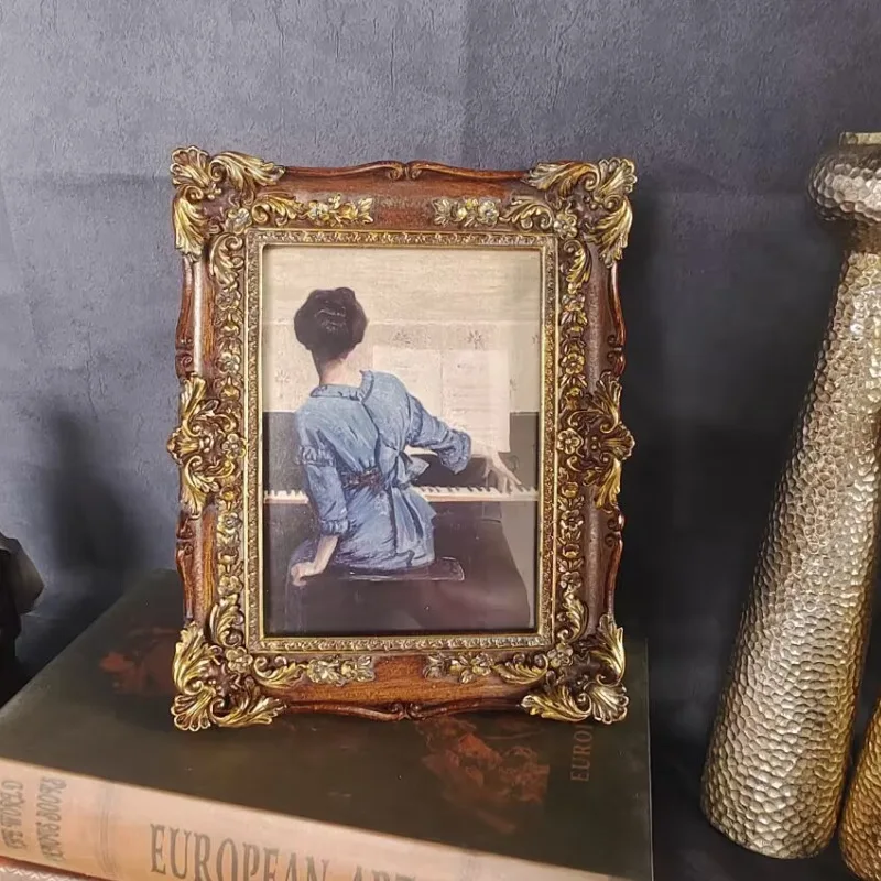 European Retro Photo Frame Resin Carving Art Photo Frame Classical Literature Painting Picture Frame Family Decoration