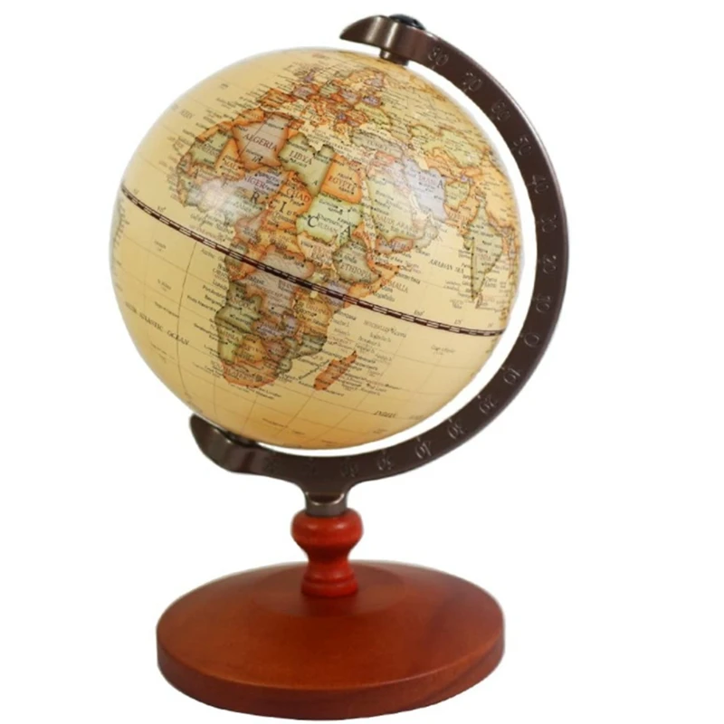 

Vintage 5 Inch Diameter Brown World Globe Antique Decorative Desktop Rotating Earth Geography Globe Children Gift