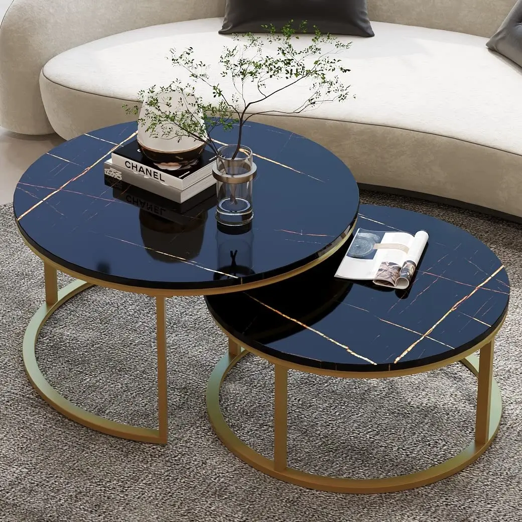 

Round Coffee Table Nesting Tables Set Of 2, Large : 34.0", Small :26.0", Modern Design Coffee Tables