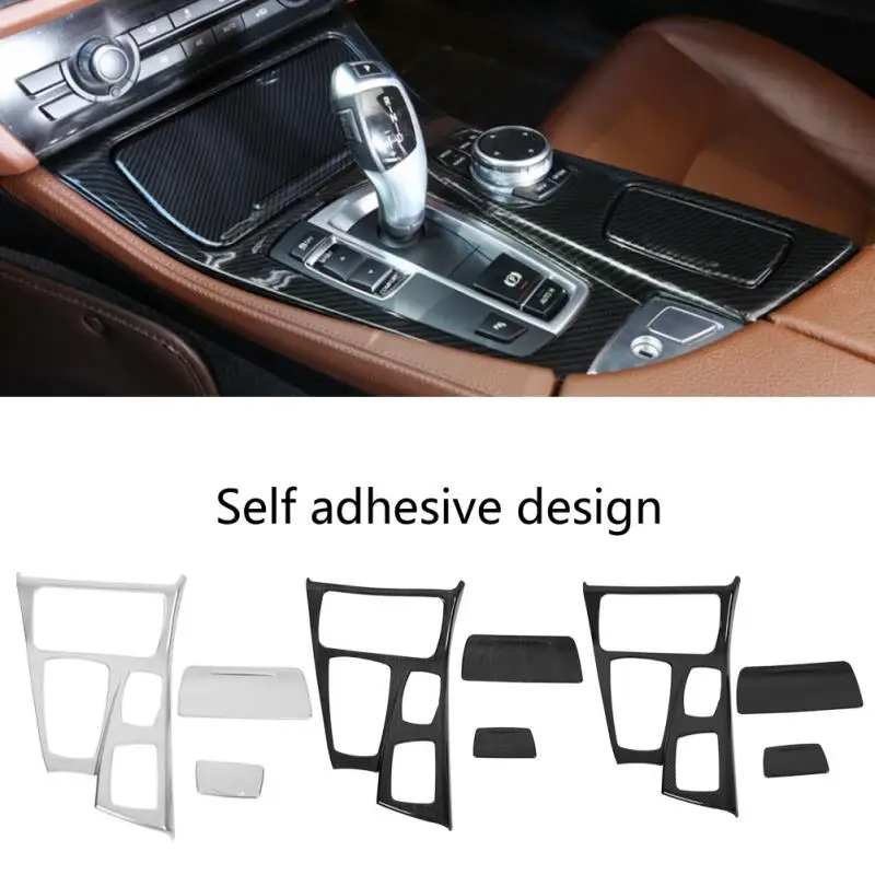 1 Set Car Interior Center Console Gear Shift Panel Cover Trim for BMW 5 Series F10 2011-2016 Carbon Fiber/Chrome/Wooden