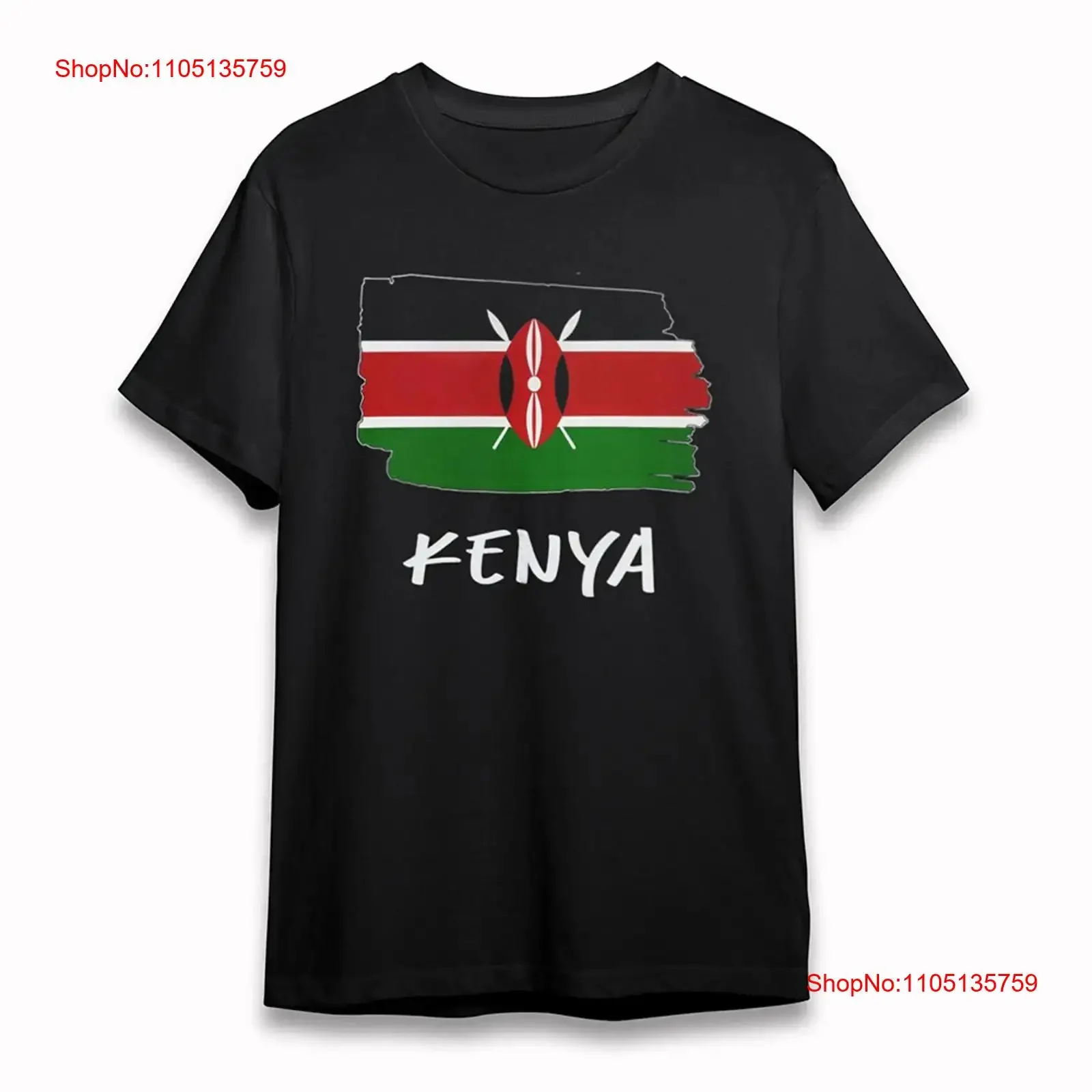 

Женская всесезонная футболка с флагом Кении Щит Короткая хлопковая удобная черная винтажная стираная универсальная унисекс с графикой слегка