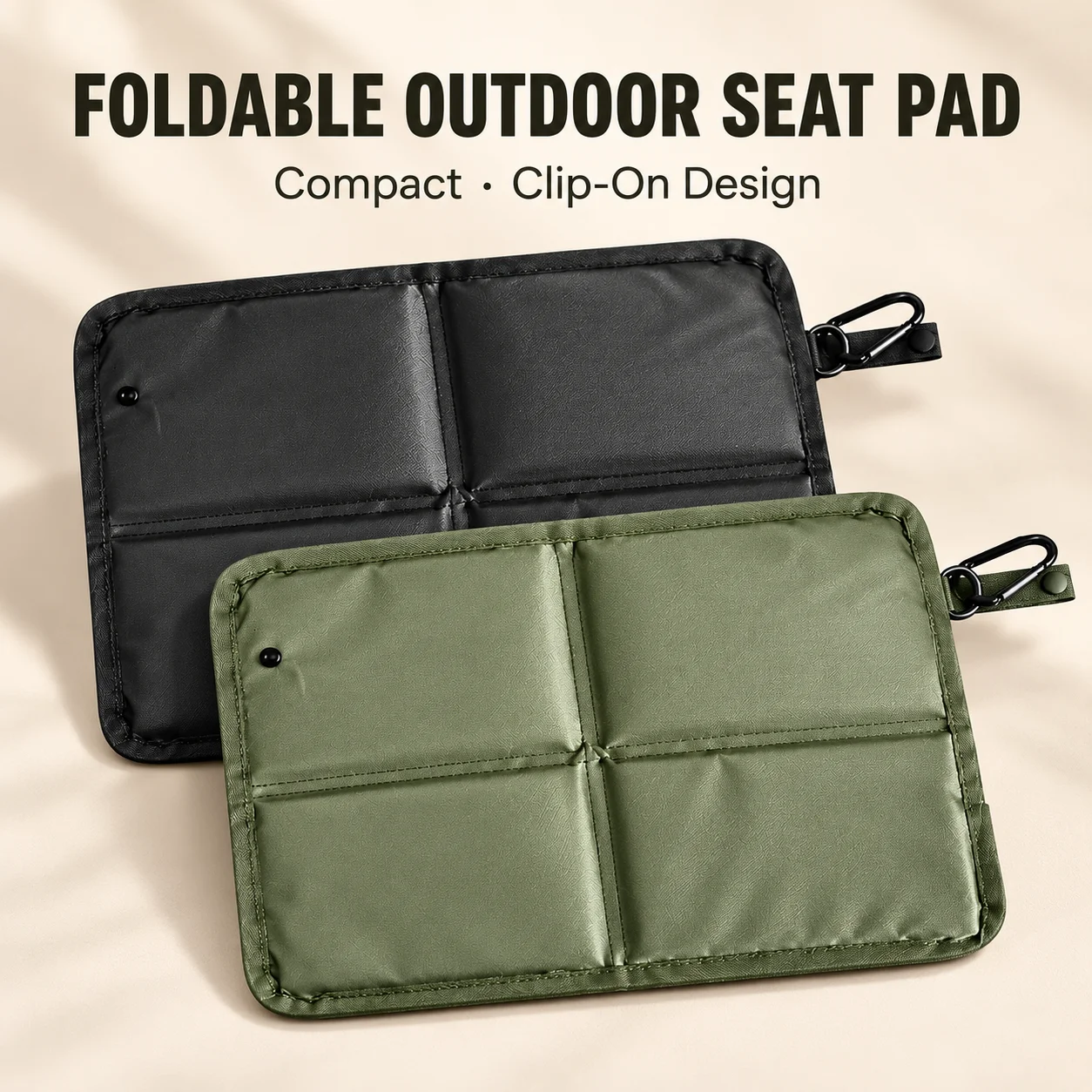 1PC Foldable Seat Cushion 37x21.5cm 4 Fold Portable Camping Seat Pad with Carabiner Clip for Hiking Stadium Bleachers Picnic