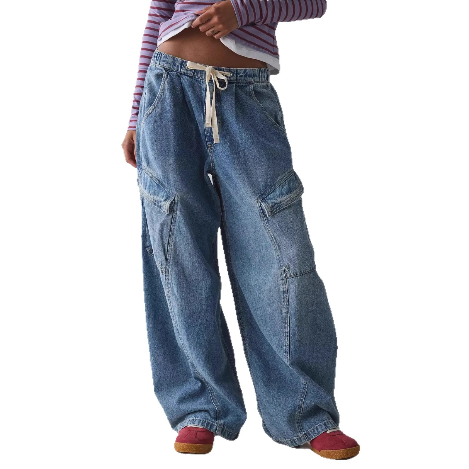 2026 봄 스트리트웨어 캐주얼 여성용 릴랙스 핏 청바지