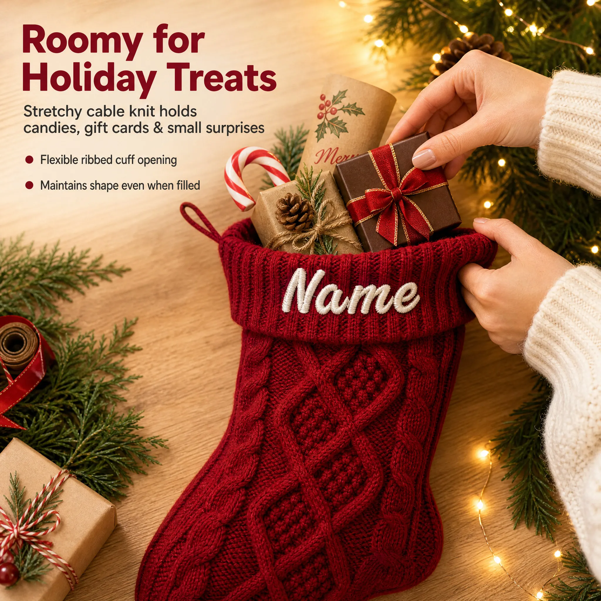 Christmas Stocking Hanging - Personalized Christmas Stocking Custom Embroidered Name
