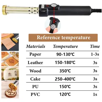 Zakázková elektrická žehlička na branding s regulací teploty, ražba, ohřívač, dřevo, ruční práce, kůže, dort, jídlo, nastavitelná teplota žehličky 8 nejlepší prodej žehlička na cejchování dřeva - №1