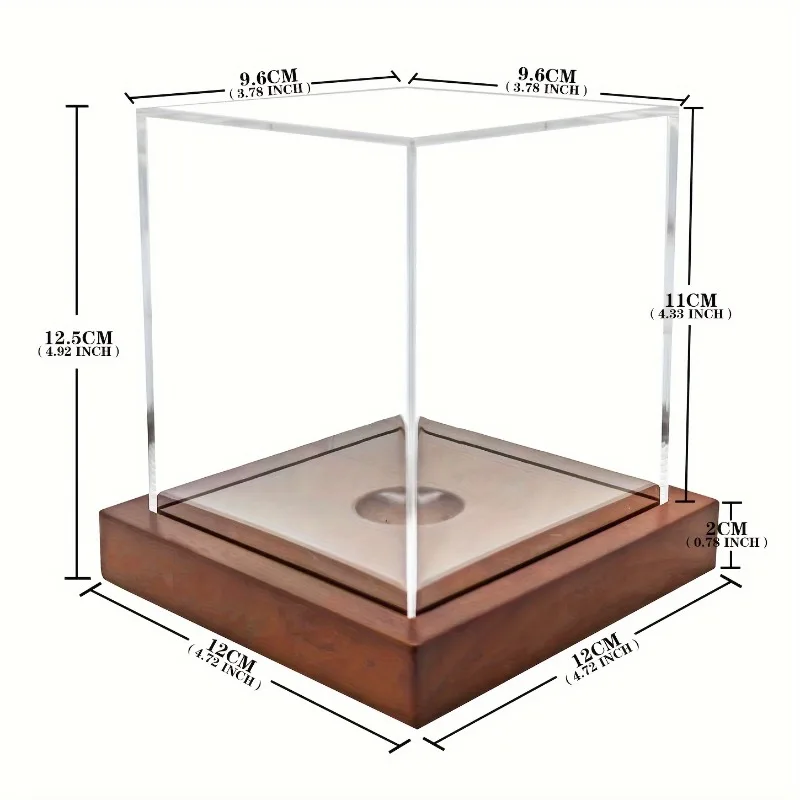 3/5pcs Clear Cube Baseball Display Case with Pine Wood Base & Glass-Like Cube Single Ball Holder Collector's Showcase Box Cases view 3