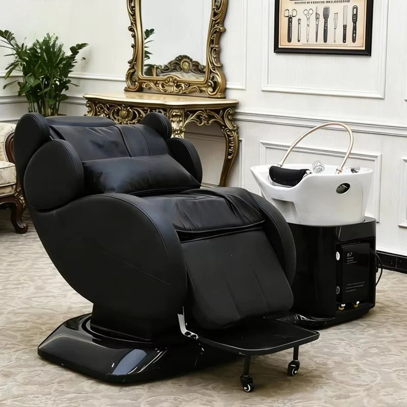 Wash Bowl Sink Hairdresser Head Spa Electric Shampoo Spa 180 Degree Flat with Headrest for Salon Head Therapy