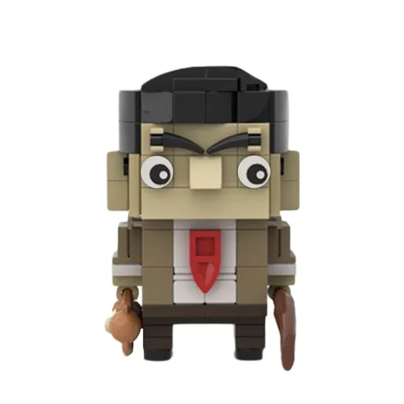 MOC شخصيات الفيلم الكلاسيكي Brickheadz Mr Bean's Mini Sports Racing Green Sedan نموذج اللبنات مجموعة ألعاب ألغاز للأطفال هدية