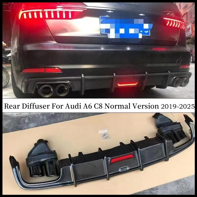 

For Audi A6 A6L C8 Normal Version 2019-2025 Rear Diffuser Bumper Lip Spoiler Tailpipe High Quality Real Carbon Fiber Accessories