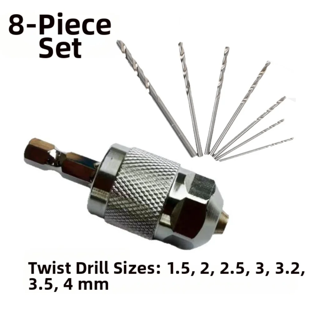 Hex Shank Adapter 1.5-6.5mm Chuck For Precision Machining 1.5-6.5mm Capacity Quick-change Design For 3.6mm Rotary Tools Silver