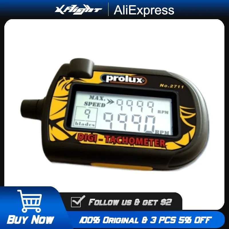 

PROLUX Digital Tachometer for RC Propellers 2-9 Blades with LCD Display & Laser RPM Sensor
