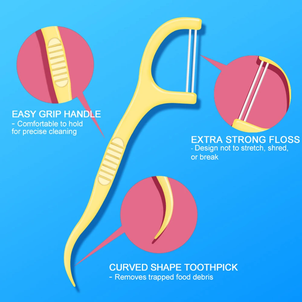 50 pçs/caixa fruta hortelã sabor fio dental picareta ultra-fino limpador de dentes portátil palito de dente com caixa de armazenamento higiene oral