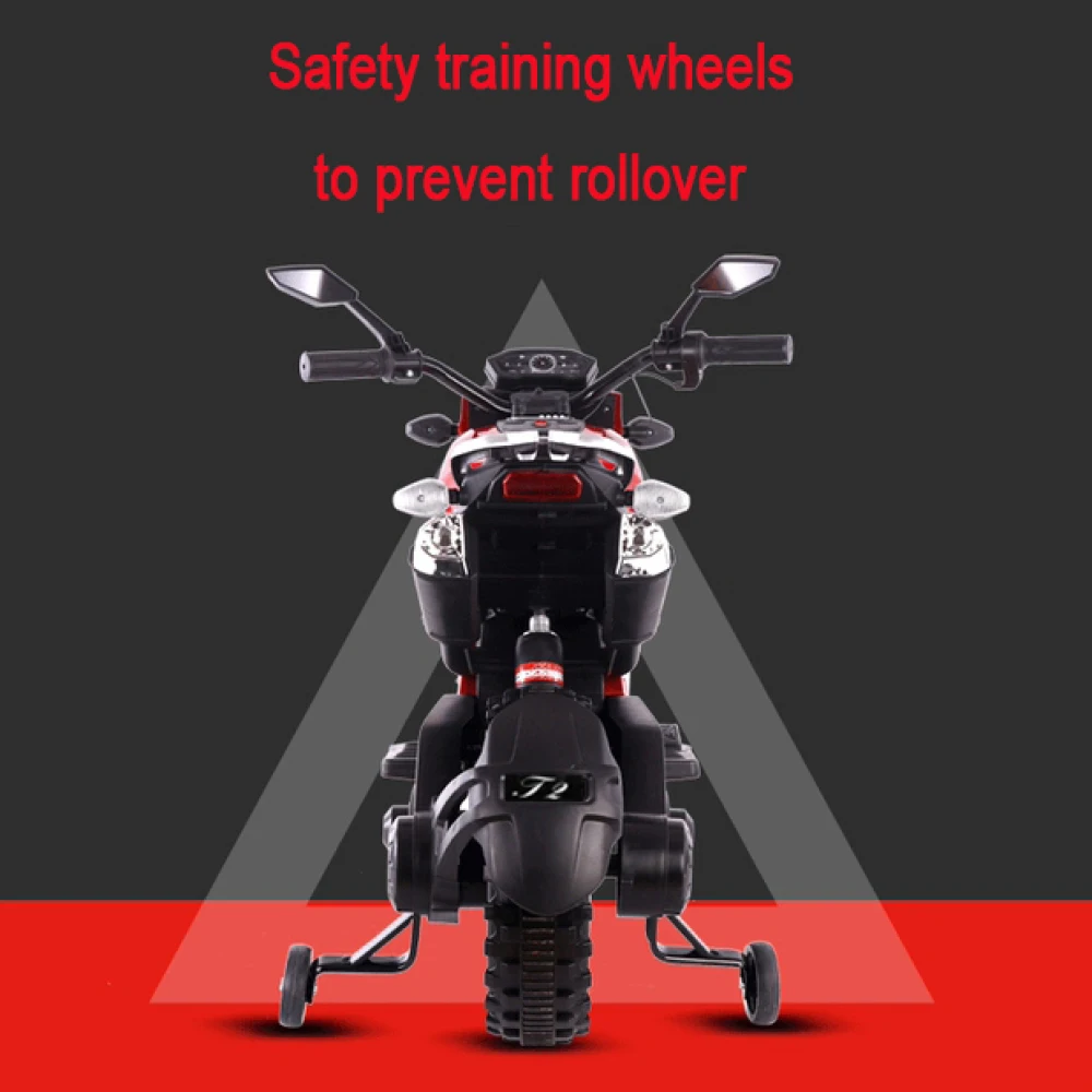 Elektrische motorfiets voor kinderen 12V elektrische crossmotor met zijwieltjes zitrit op motorfiets voor 3 ~ 6 jaar jongens meisjes cadeau