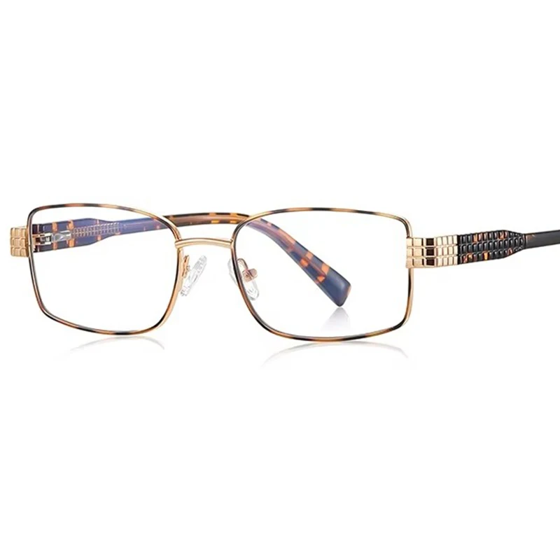 

Модные очки для чтения с защитой от синего света, женские леопардовые металлические оправы, квадратные очки для близорукости, очки по рецепту