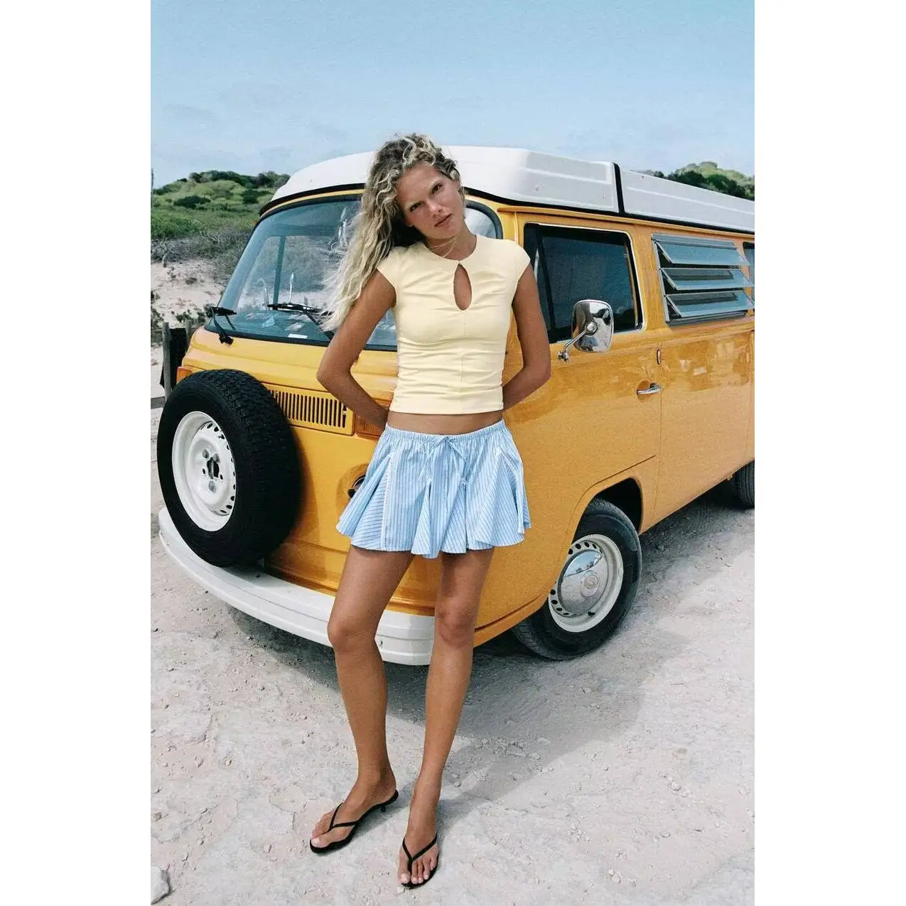 Fashionable Striped  Skirt Women's New Arrival Spring Summer A-Line Standard Fit Polyester Fiber Color Block ZR Style