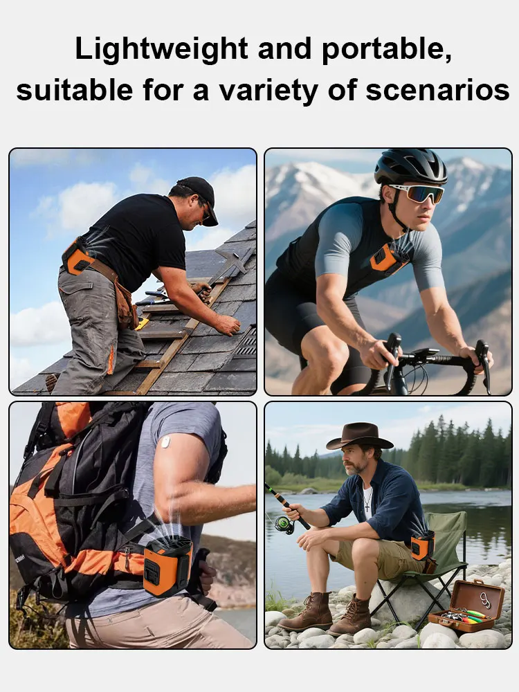 10000mAh Tragbarer Taillenventilator, 5-Gang, Leichtgewicht, 40 Std. Laufzeit, Freihändig für Outdoor, Baustelle, Reisen, Langstreckenaktivitäten – Detail 5