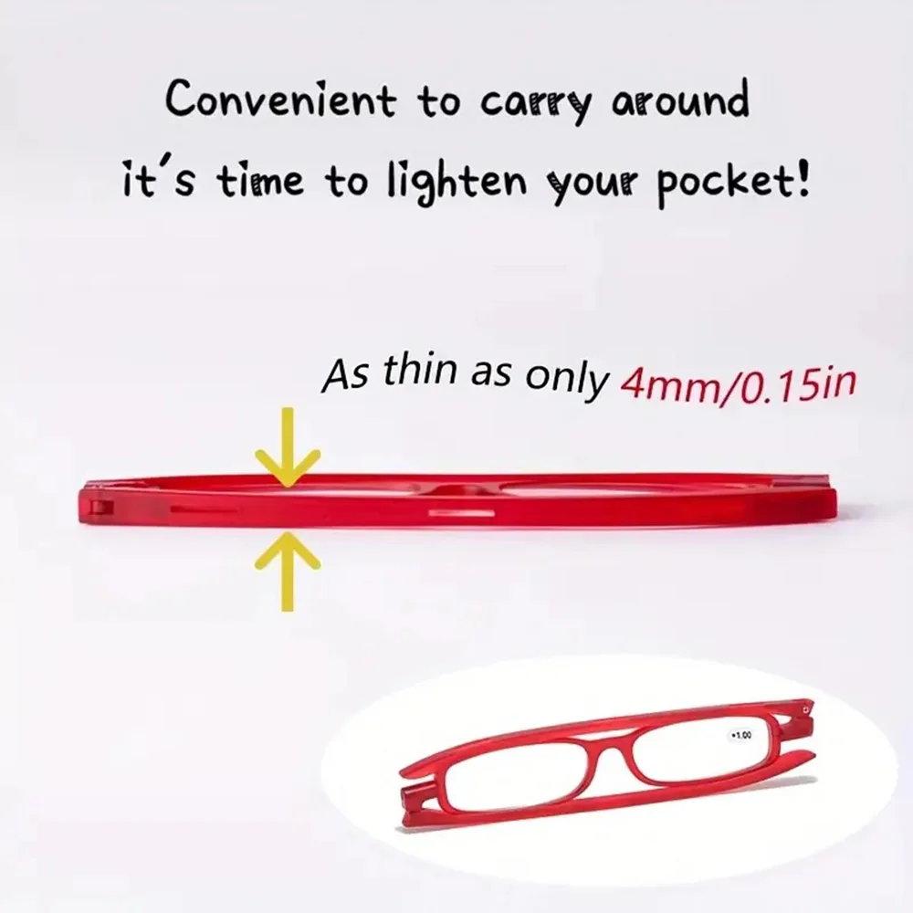 نظارات قراءة كلاسيكية جديدة قابلة للطي للرجال والنساء عدسات طويلة النظر قابلة للدوران 360 درجة نظارات قراءة مريحة وخفيفة الوزن