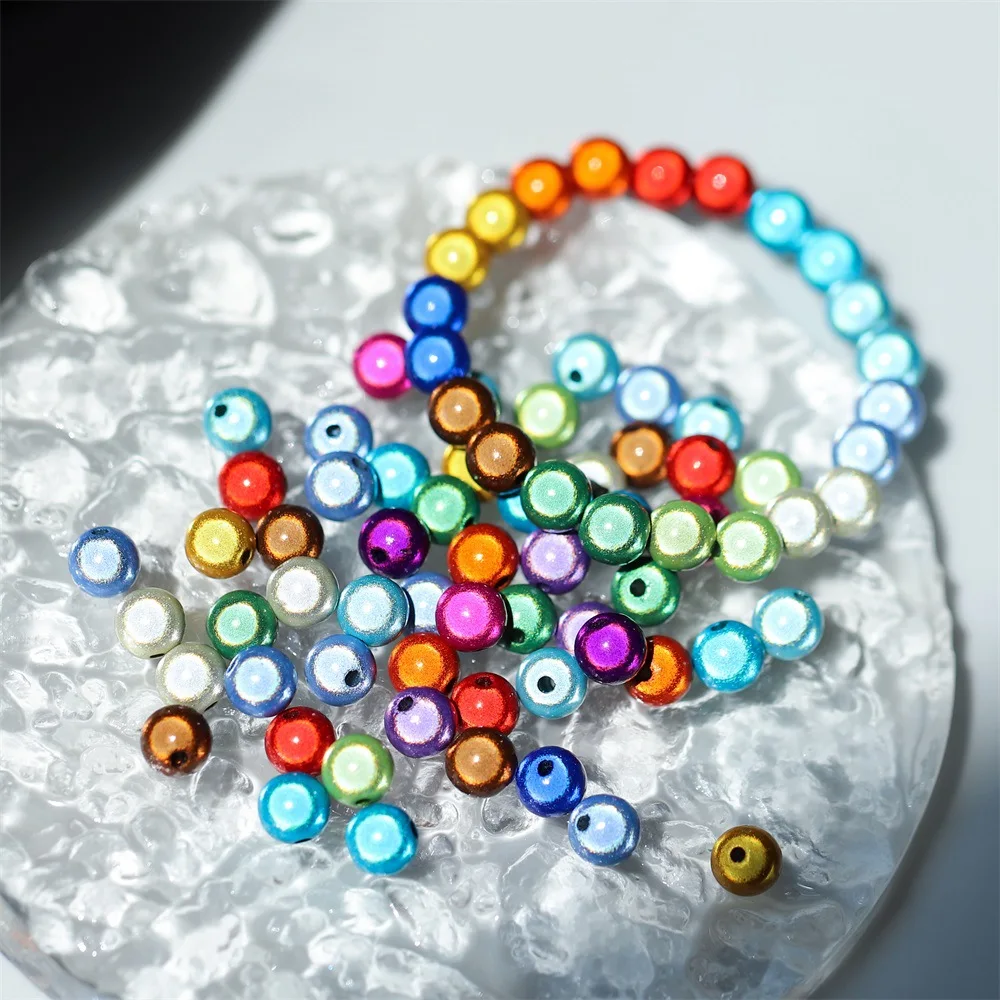 20-200pcs 4-14mm Colorful Dream Acrylic Round Beads Laser Spacer Bead For Jewelry Making DIY Bracelet Earrings Necklace Supplies