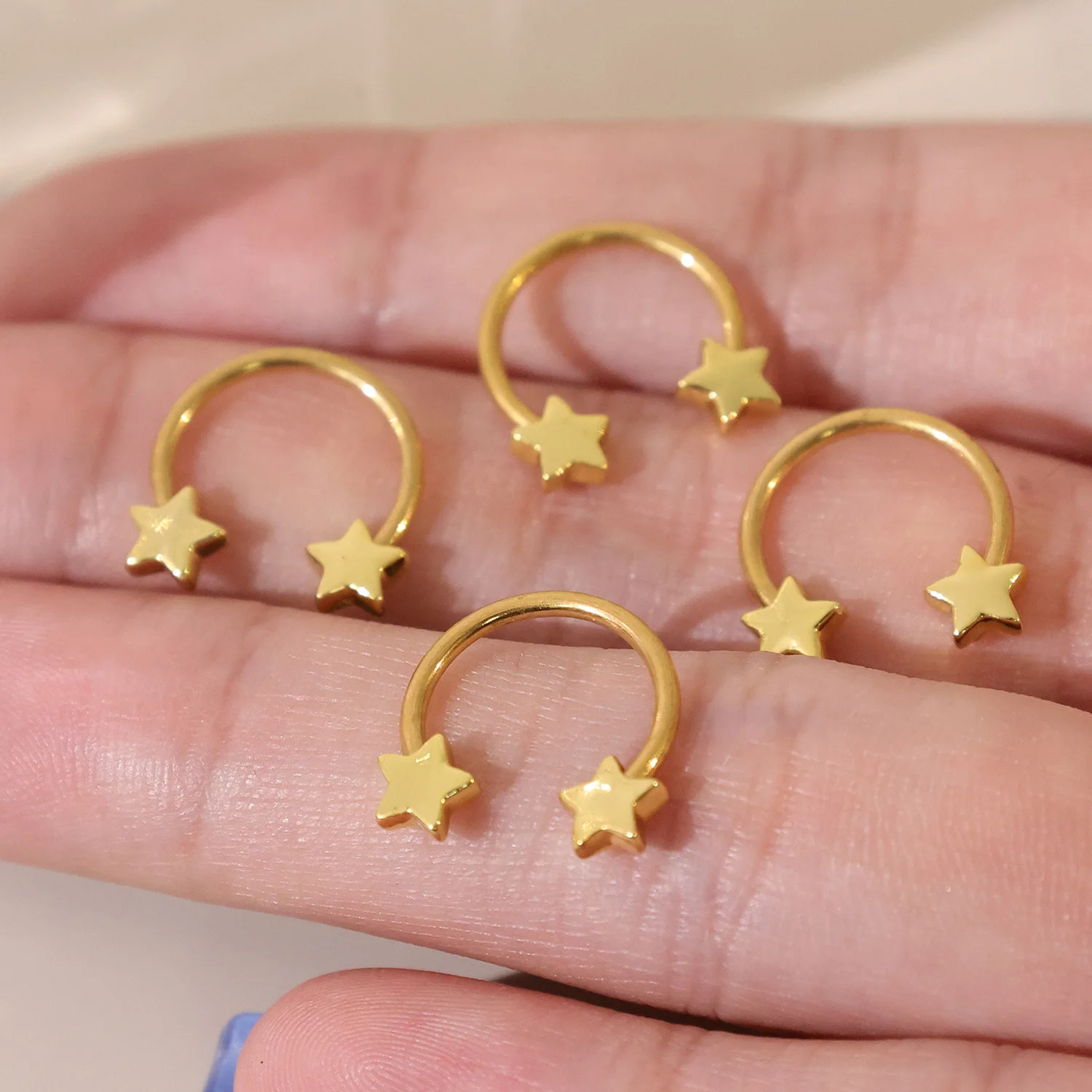 نجمة على شكل الحاجز الأنف خواتم الجراحية الصلب ثقب مجوهرات للجسم العمودي ستار الغضروف القرط هوب الشفاه خواتم للنساء الرجال