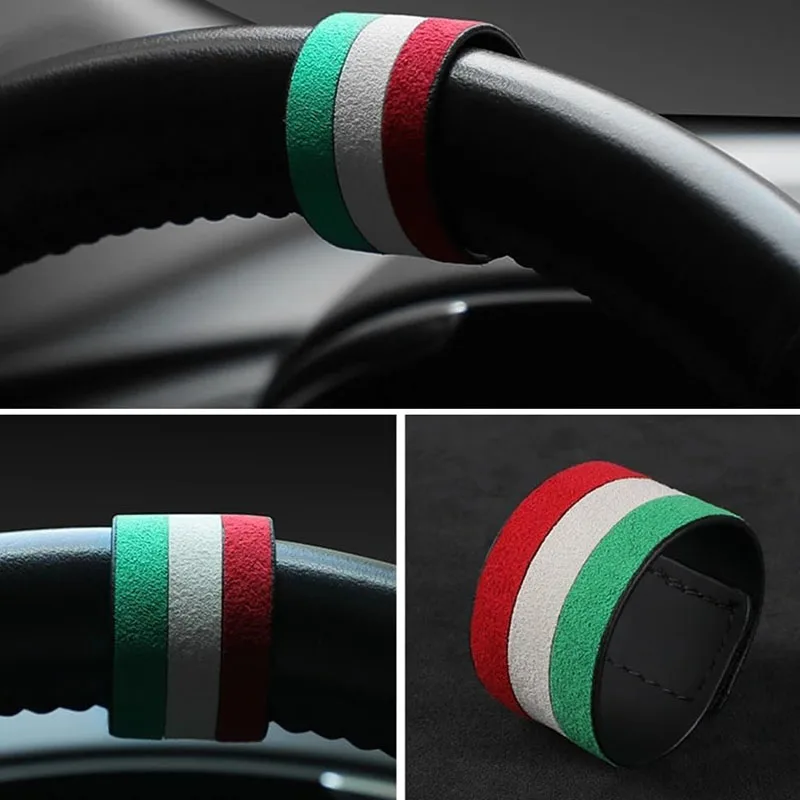 Italy Super Suede Universal Car Steering Wheel Booster Personality Center Line Marking Flannel Interior Decoration Accessories