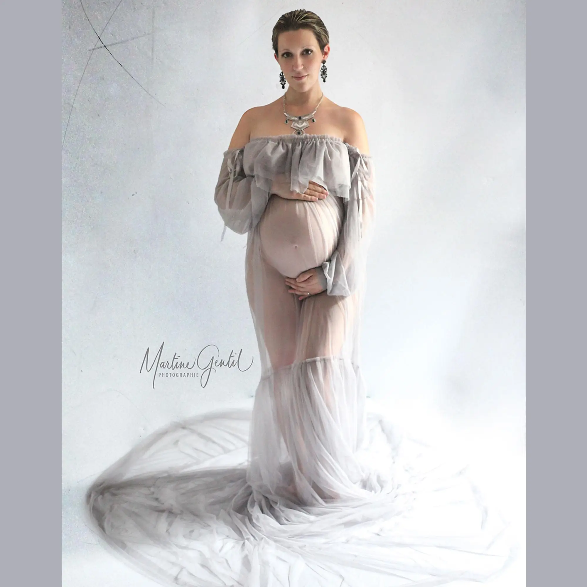 

Don&Judy Baby Shower Two Pieces Tulle Dress For Pregnant Woman For Studio Photo Shooting Photography