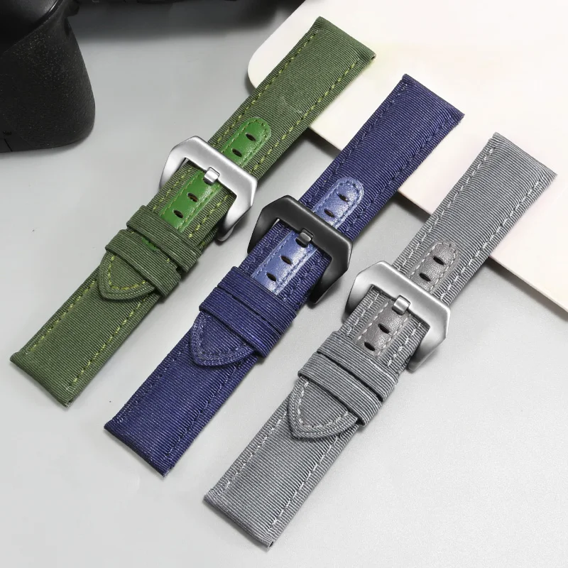 Canvas Watch Strap With Substitute Lumino 1157/1288 Series Flat Interface Nylon Watch Strap With 24mm.