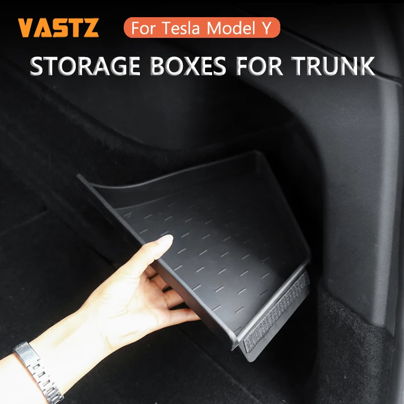 VASTZ Tylny bagażnik Boczny schowek Organizer Board TPE Trunk Divider Storage Akcesoria do Tesla Model Y 2023 2024 2022 2021
