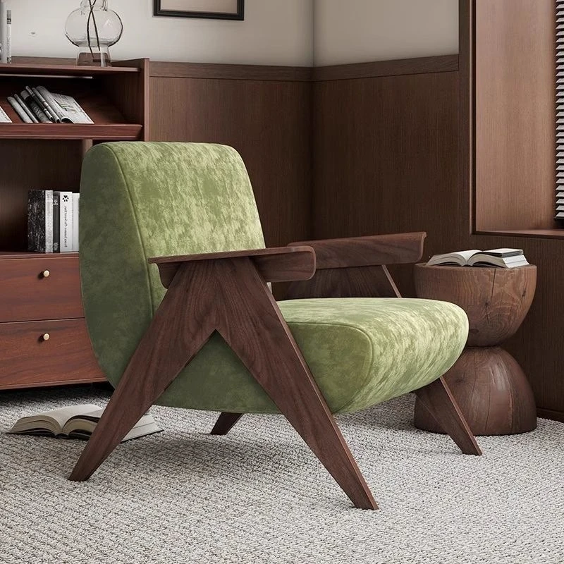 Sofa chair single bed and breakfast living room balcony bedroom medieval solid wood lazy sofa tiger  leisure chair