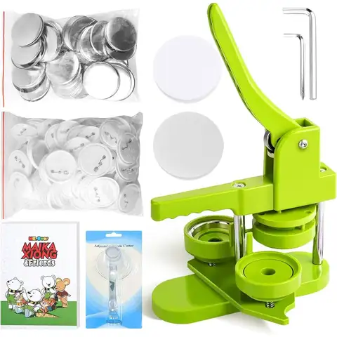 58mm DIY Pin Badge Button Maker with 100pcs Parts and Circle Cutter for Easy Pin Creation