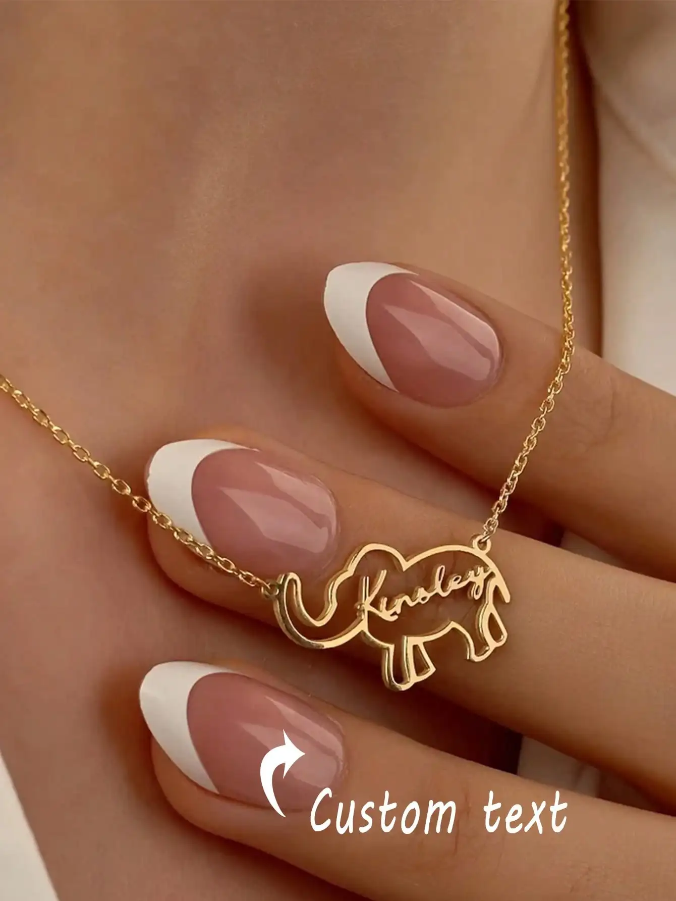 1Pc Custom Elephant Name Necklace For Women Gold Color Stainless Steel Geometric Letters Pendant Necklace Animal Jewelry Gift,Ne