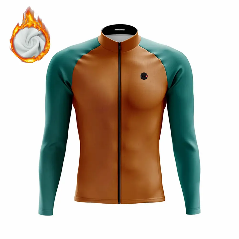 Vestes de cyclisme d'hiver à manches longues pour hommes, maillot de vélo thermique Smile, veste de course, chemises de vélo de route