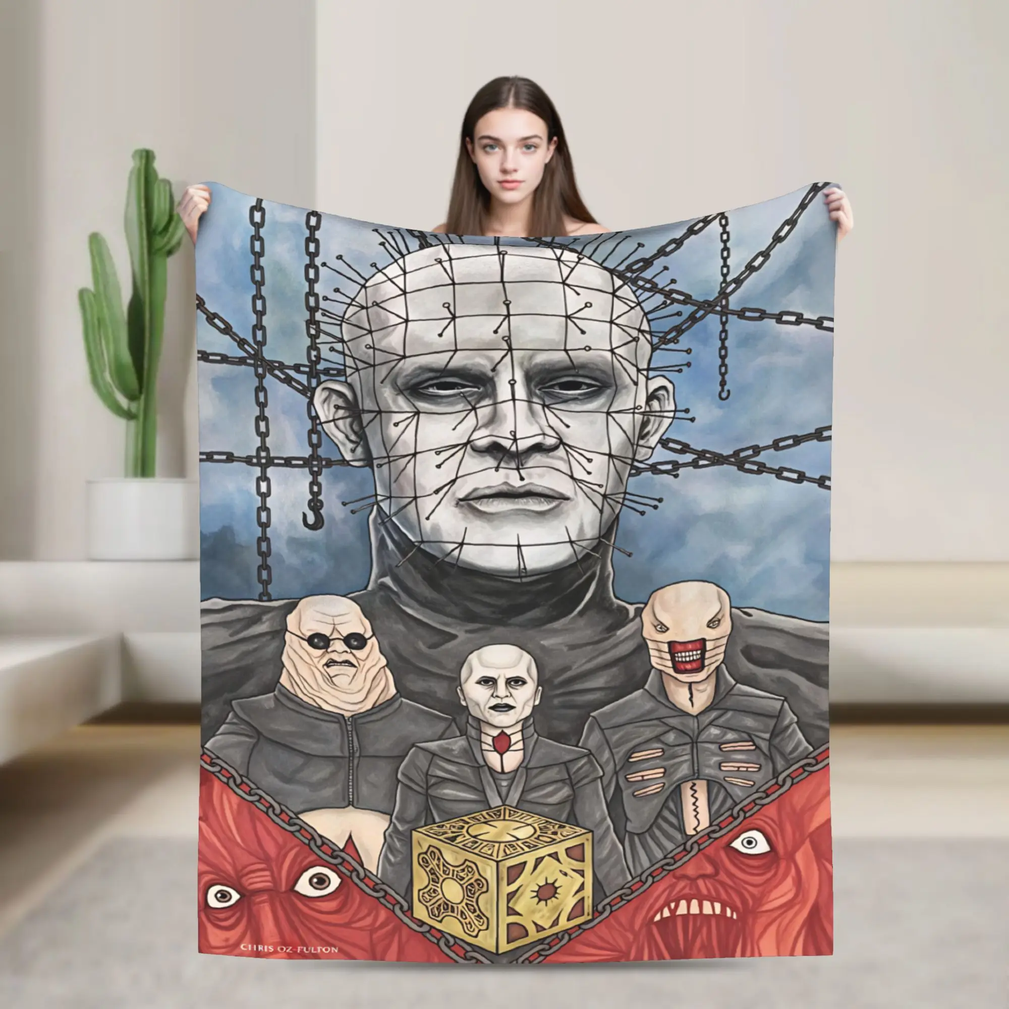Warm Soft Blanket Decorative Hellraiser Horror Movie Bedding Throws  Flannel Bedspread For Bedroom Fashion Sofa Bed Cover