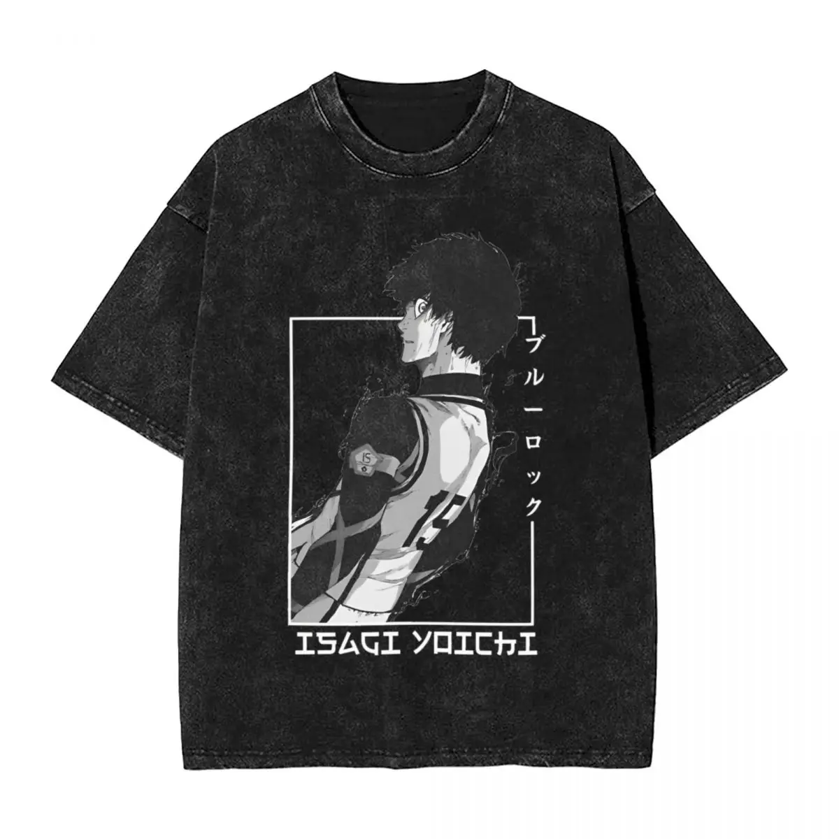 Washed T Shirt Isagi Yoichi Blue Lock Novelty T-Shirts Harajuku Soccer Sports Anime Cotton Printed Tops Tee Shirt for Men Women