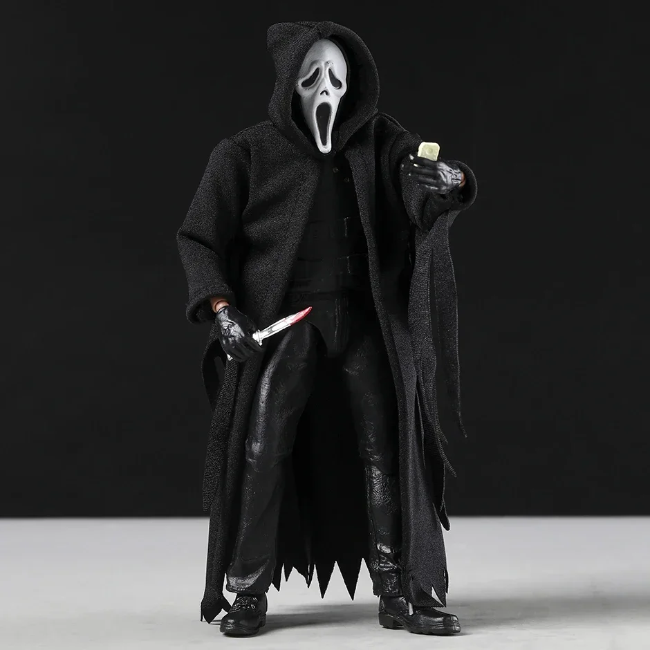 Krzyk Horror Film Urządzenia peryferyjne Zabójca z twarzą ducha Model postaci Zabawka Dekoracja pokoju Ozdoby Halloween Prezenty świąteczne