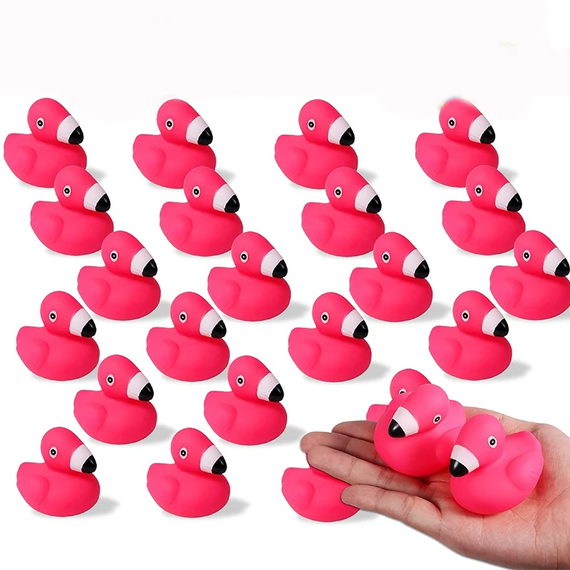 Flamingo Rubber Duckies for Kids 50PCS Pink Flamingo Duck Bath Toys Cute Floating Squeaky Mini Rubber Ducks for Baby Shower