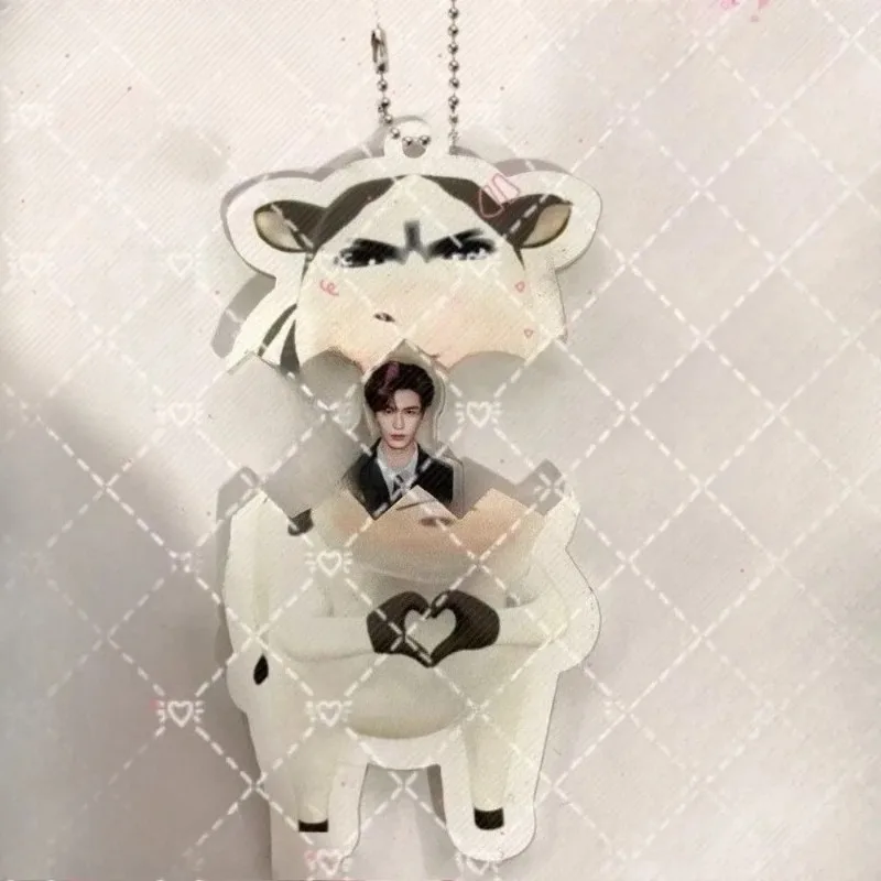 Star Zhang Linghe Pulling Egg Firmware Grass Cow Surrounding Material Acrylic Pendant Student Backpack Hanger Funyy Fans Gift