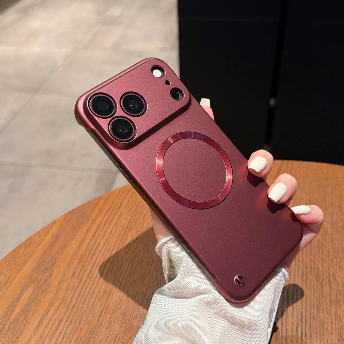 Luxuriöse Matte Rahmenlose Harte Magnetische Handyhülle für iPhone 18 17 16 Pro Max 18Pro für Magsafe Kabelloses Ladegerät Stoßfeste Abdeckung – Detail 5