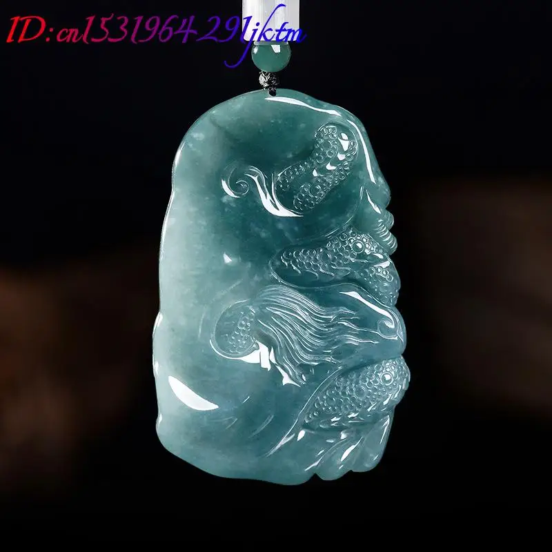 Natural Burmese Jadeite Dragon Pendant Necklace Luxury Jewelry Fashion Accessories Designer Real Jade Charm Gifts for Women view 4