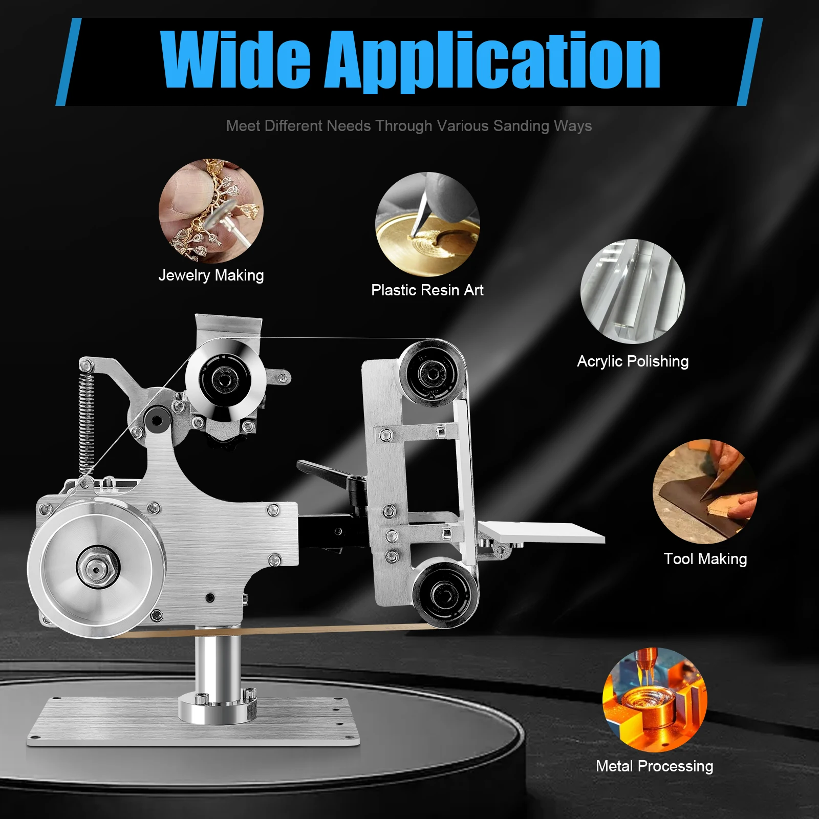 550 W kleiner Bandschleifer, vertikale horizontale bürstenlose Motor-Bandschleifmaschine für die Metallverarbeitung, Schmuckherstellung