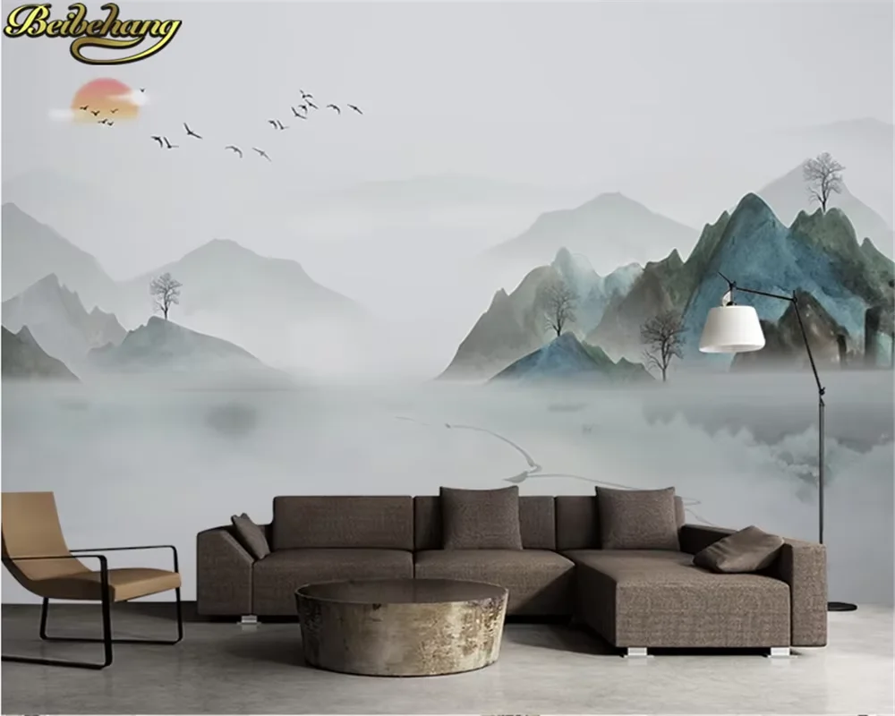 

Обои beibehang с индивидуальным дизайном, пейзажная живопись, современный минималистичный стиль, фон для телевизора, 3D обои, декор для дома, рулон