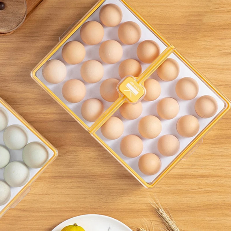 Caja de huevos transparente con tapa para cocina, almacenamiento de mantenimiento fresco para refrigerador, estante para huevos para el hogar, contenedores de sellado para congelador