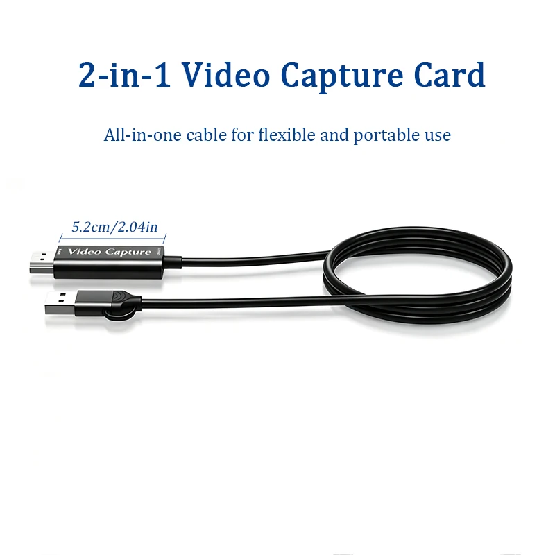 2in1USB3.0 Video Capture Card 4K HDMI-compatible to USB 2.0 Type-CGame Grabber Record For Switch Xbox PS5/4Live Broadcast