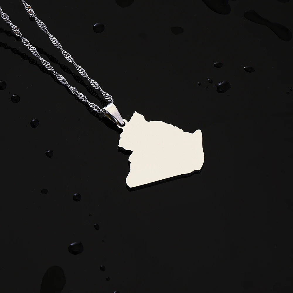 Afrika Algerien Karte Stadt Anhänger Halskette Edelstahl Männer Frauen Ethnische Karten Schmuck Afrikanisches Geschenk – Detail 11