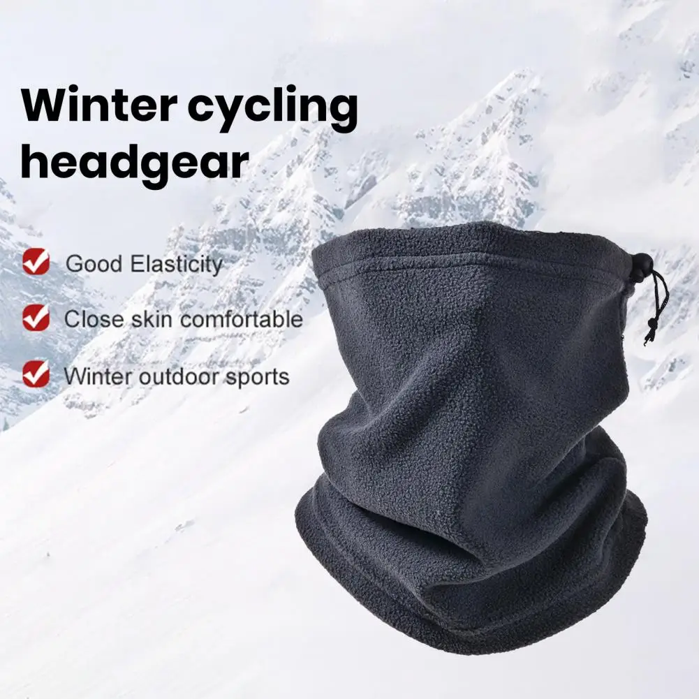 Multifunctional Polar Fleece Neck Gaiter/Face Cover/Neck Wrap Solid Color Drawstring Design Cycling Headwear Running Sport Scarf