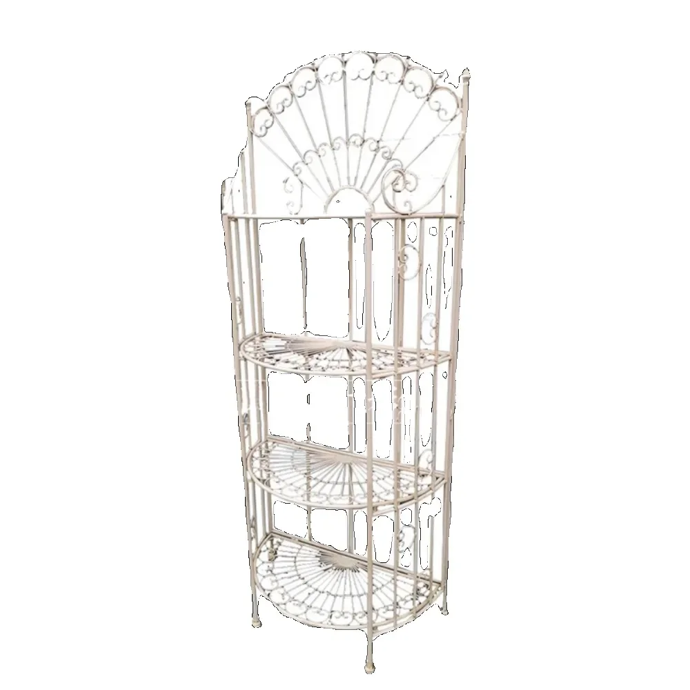 American style rural iron flower rack, home display rack, balcony storage rack, floor standing retro garden multi-layer storage